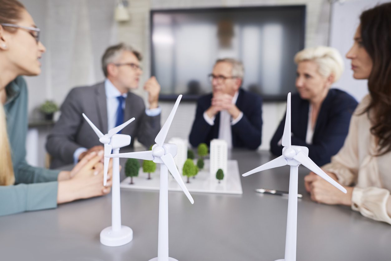 Shot of three wind turbines